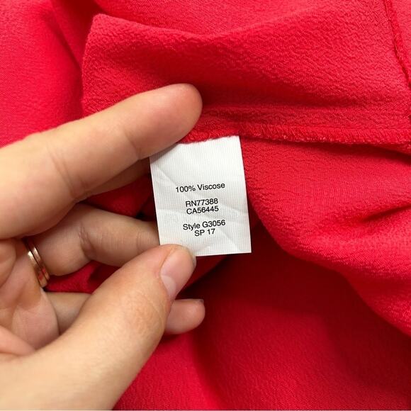 MADEWELL Mini Dress Womens Size Medium Red Ruffle Sleeve Crepe Lightweight Flowy - Picture 7 of 7